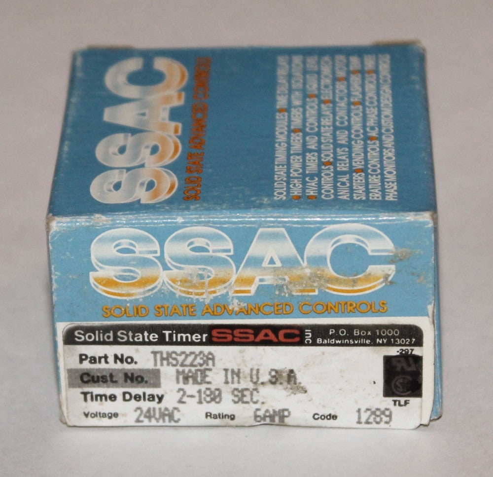 SSAC THS223A 24VAC 6 Amp 2-180 Second Time Delay Relay Timer 
