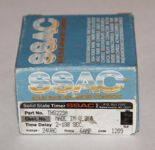 SSAC THS223A 24VAC 6 Amp 2-180 Second Time Delay Relay Timer 