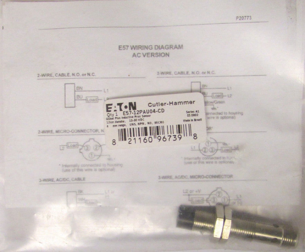 EATON CUTLER HAMMER Global Proximity Sensor 10-30VDC 12MM E57 12PAU04 CD
