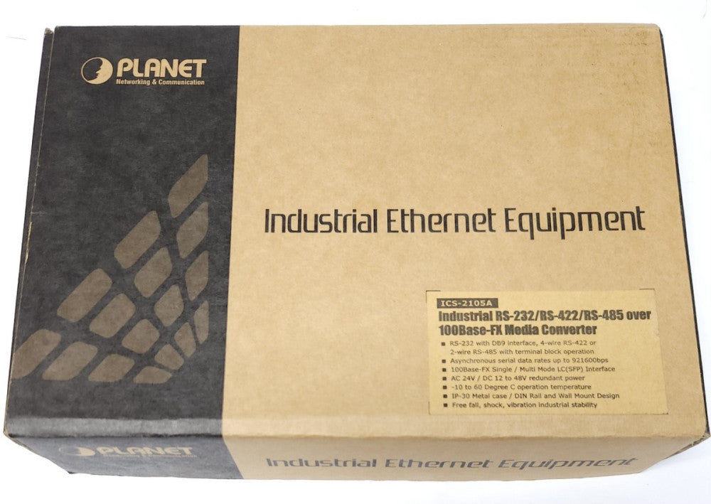 PLANET ICS 2105A Industrial RS-232 RS-422 RS-485 Over 100 BASE FX Media Converte