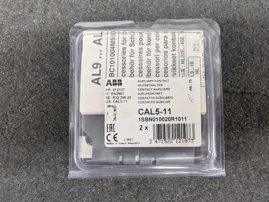 New, ABB, CAL5-11, 1SBN010020r1011 Contact Block, Side - Lot of 2pcs