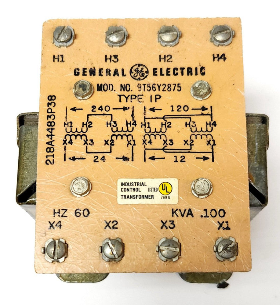 GENERAL ELECTRIC 9T56Y2875 Control Transformer Type IP 100 VA Primary 120 240VAC
