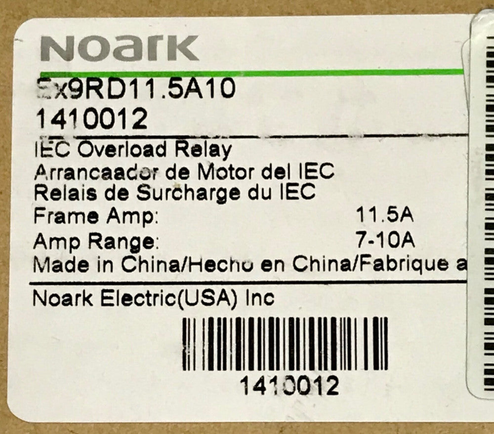 NOARK EX9RD11.5A10 1410012 IEC Overload Relay 11.5 AMP Frame 7-10 AMP Range 