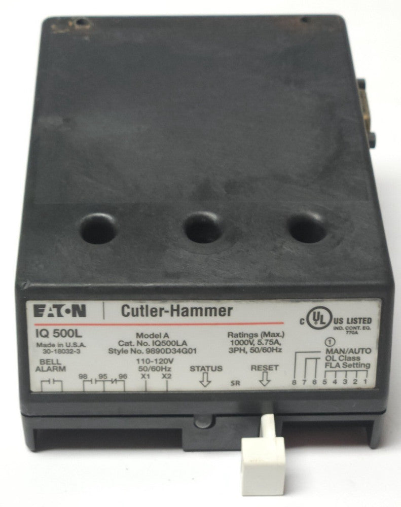 EATON CUTLER HAMMER IQ500LA IQ 500L Electronic IQ 500 Overload Relay 9890D34G01