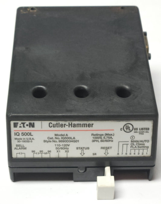 EATON CUTLER HAMMER IQ500LA IQ 500L Electronic IQ 500 Overload Relay 9890D34G01