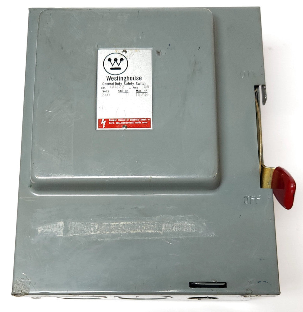 WESTINGHOUSE GU322 General Duty Safety Switch 3 Pole 60 AMP 240 VAC Non Fused