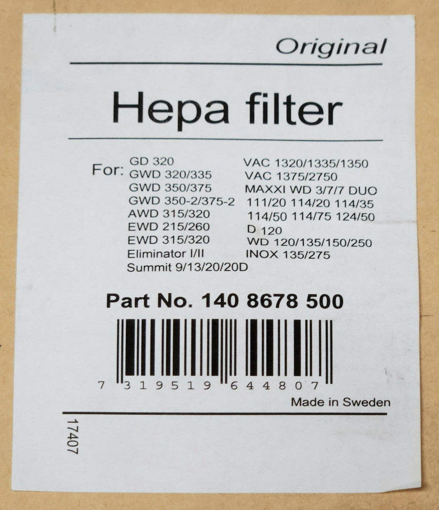 NILFISK ORIGINAL 140 8678 500 HEPA Filter 140 8678 000 IBM 47J1817 ML-STD 282 GD