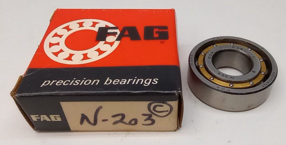FAG N-203 Cylindrical Roller Bearing 17X40X12mm N203