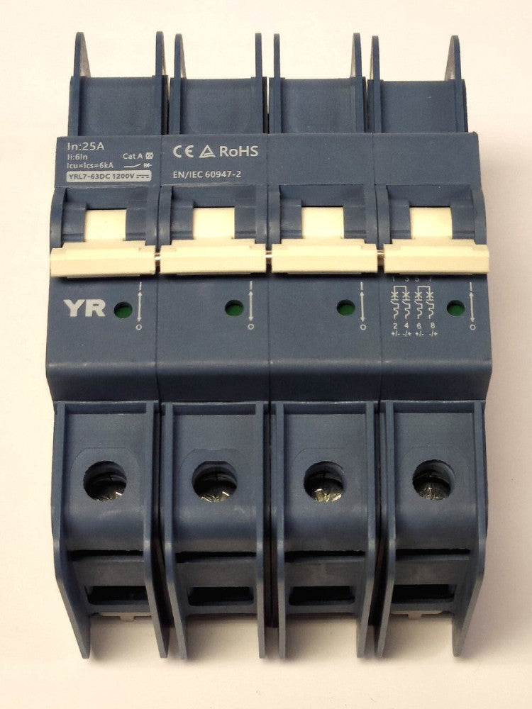 YRO Type YRL7 63DC 4 Pole 25 AMP DIN RAIL Mountable Circuit Breaker ENERGY SOLAR