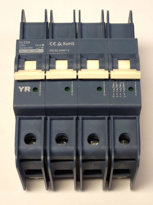 YRO Type YRL7 63DC 4 Pole 25 AMP DIN RAIL Mountable Circuit Breaker ENERGY SOLAR