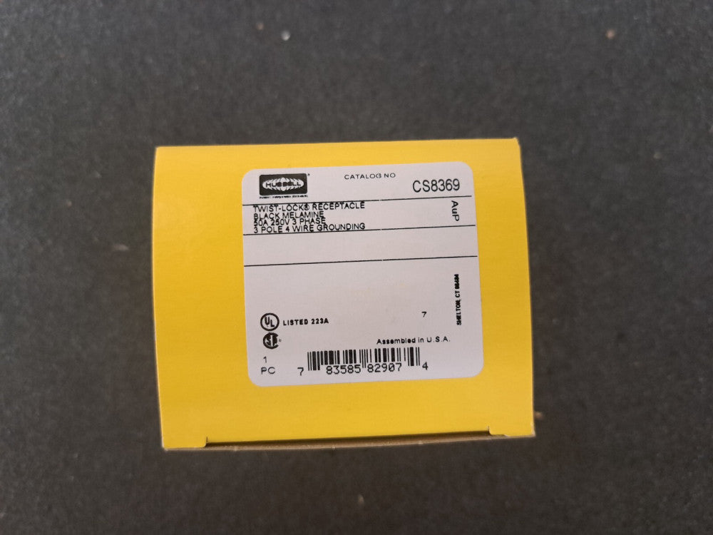 New, Hubbell, CS8369, Power Entry Connector, Power Entry, 50 A, Black Plastic