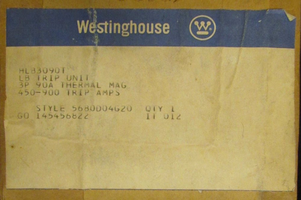 WESTINGHOUSE HLB3090T 3 Pole 90 Amp LB HLB Trip Unit 145456822