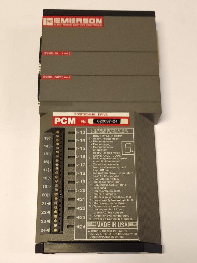 EMERSON PCM 820037 04 Servo Motor Positioning Drive Control Module