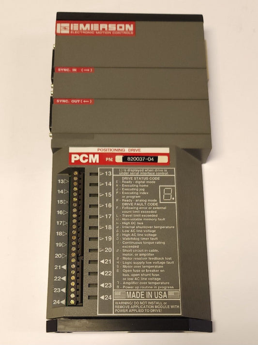EMERSON PCM 820037 04 Servo Motor Positioning Drive Control Module