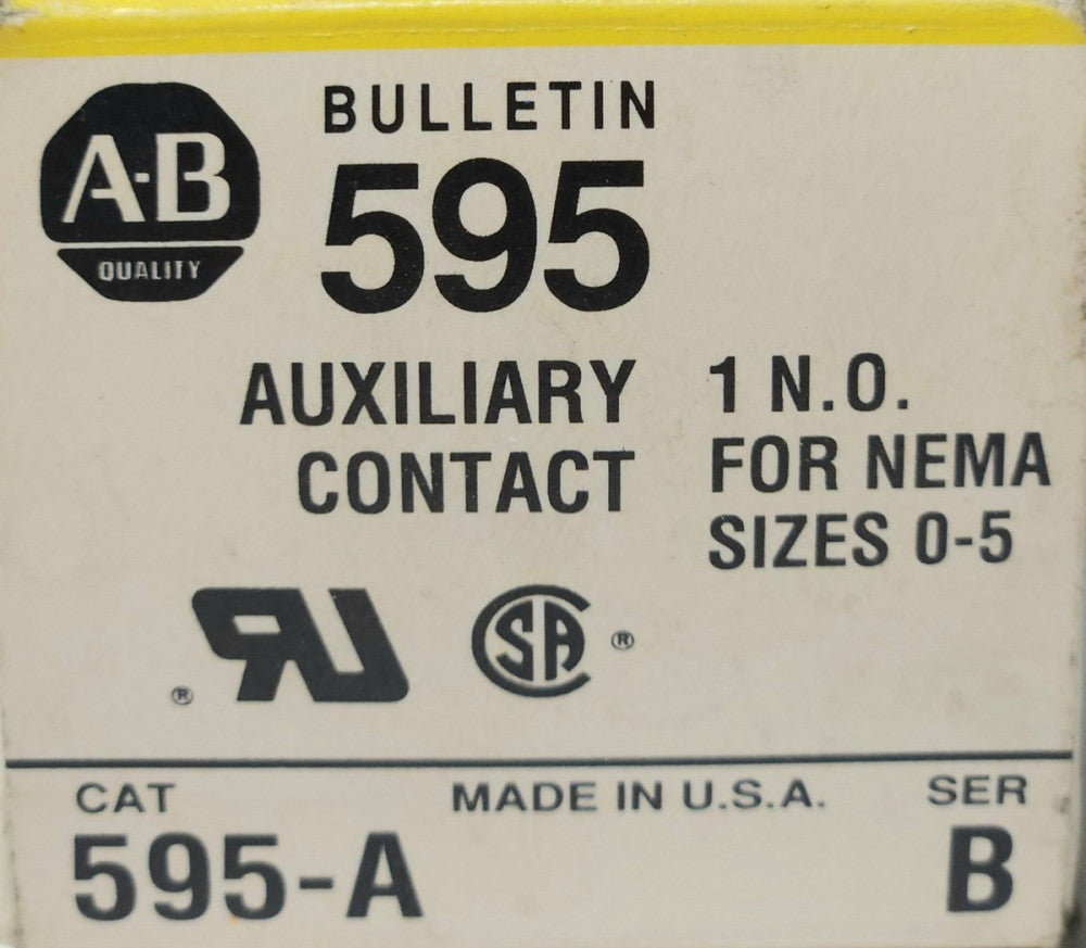 ALLEN BRADLEY 595-A 1 NO Auxiliary Contact Size 0 to Size 5 595 A