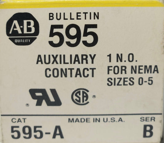 ALLEN BRADLEY 595-A 1 NO Auxiliary Contact Size 0 to Size 5 595 A