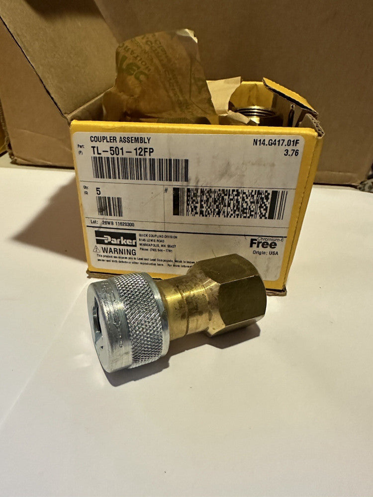 Box of 5 Parker TL-501-12FP Quick Disconnect Air Coupling 1/2" Body, 3/4" NPTF