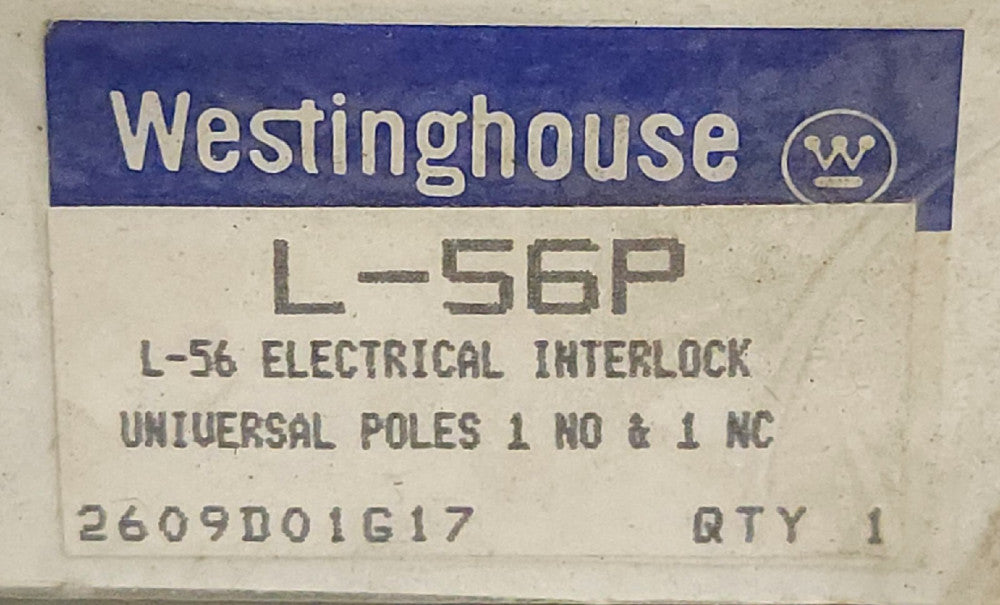 WESTINGHOUSE CUTLER HAMMER L-56P L-56 Electrical Interlock 1 NO 1 NC Auxiliary