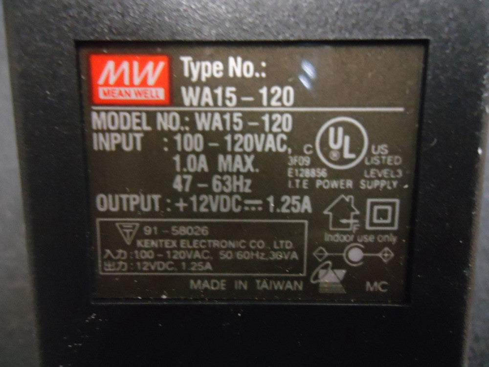 WA15-120 Meanwell 12V Power Adapter 1.25A BRAND NEW!