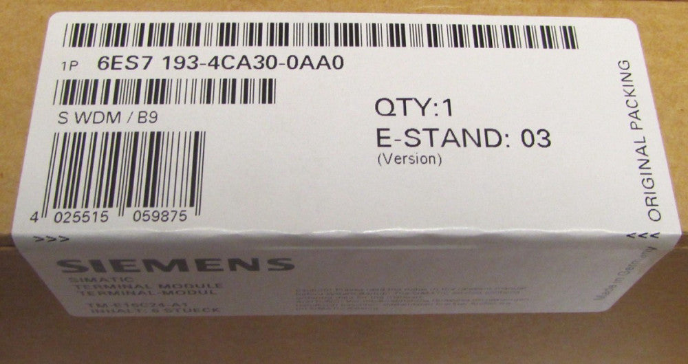 SIEMENS (Box of 5) Estand 03 Terminal Module 6ES7 193 4CA30 0AA0 *SEALED BOX* 