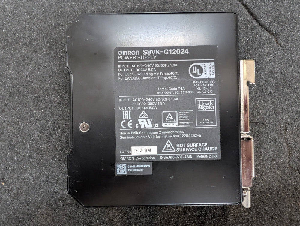 Used, Omron, S8VK-G12024, AC/DC DIN RAIL SUPPLY 24V 120W