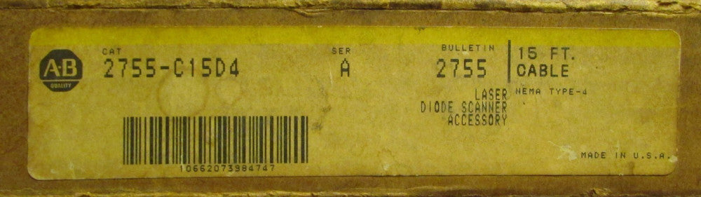 ALLEN BRADLEY 2755 C15D4 15 ft Laser Diode Scanner Extension Cable