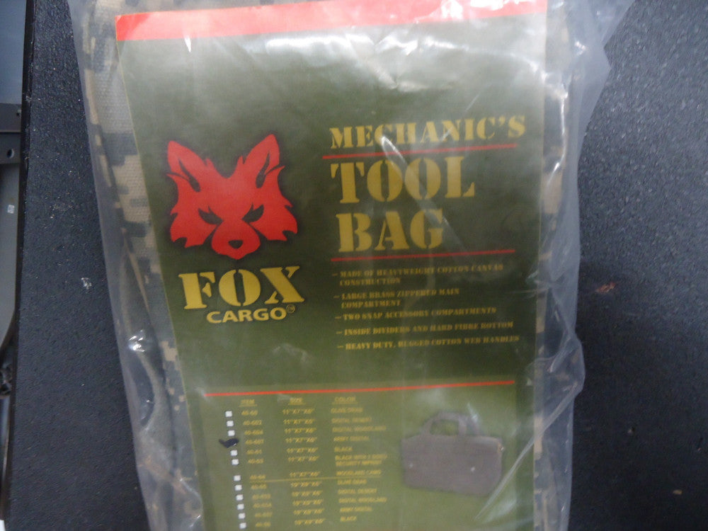 40-607 Fox Outdoor 11x7x6 Mechanics Tool Bag - Army Digital NEW!