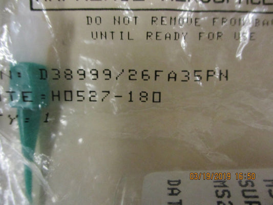 New, AMPHENOL, D38999/26FA35PN, CONN CIRCULAR PIN 6 POS CRIMP 