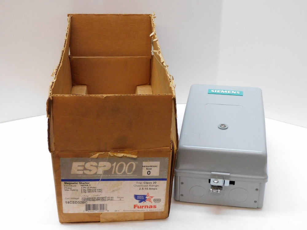 FURNAS ELECTRIC ESP100 14CSD32BC ENCLOSED MAGNETIC STARTER SIZE 0 120-240V COIL