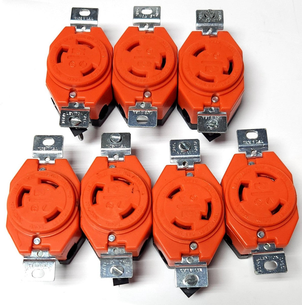 LOT OF 7 LEVITON 70630 L6-30 ORANGE TWIST LOCK 30 AMP 250 VAC Receptacle