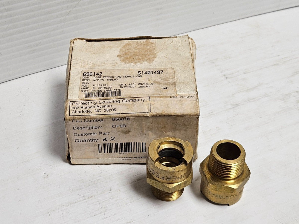 NEW LOT OF 2 PERFECTING BRASS MALE END COUPLING OF6B 3/4" NPT