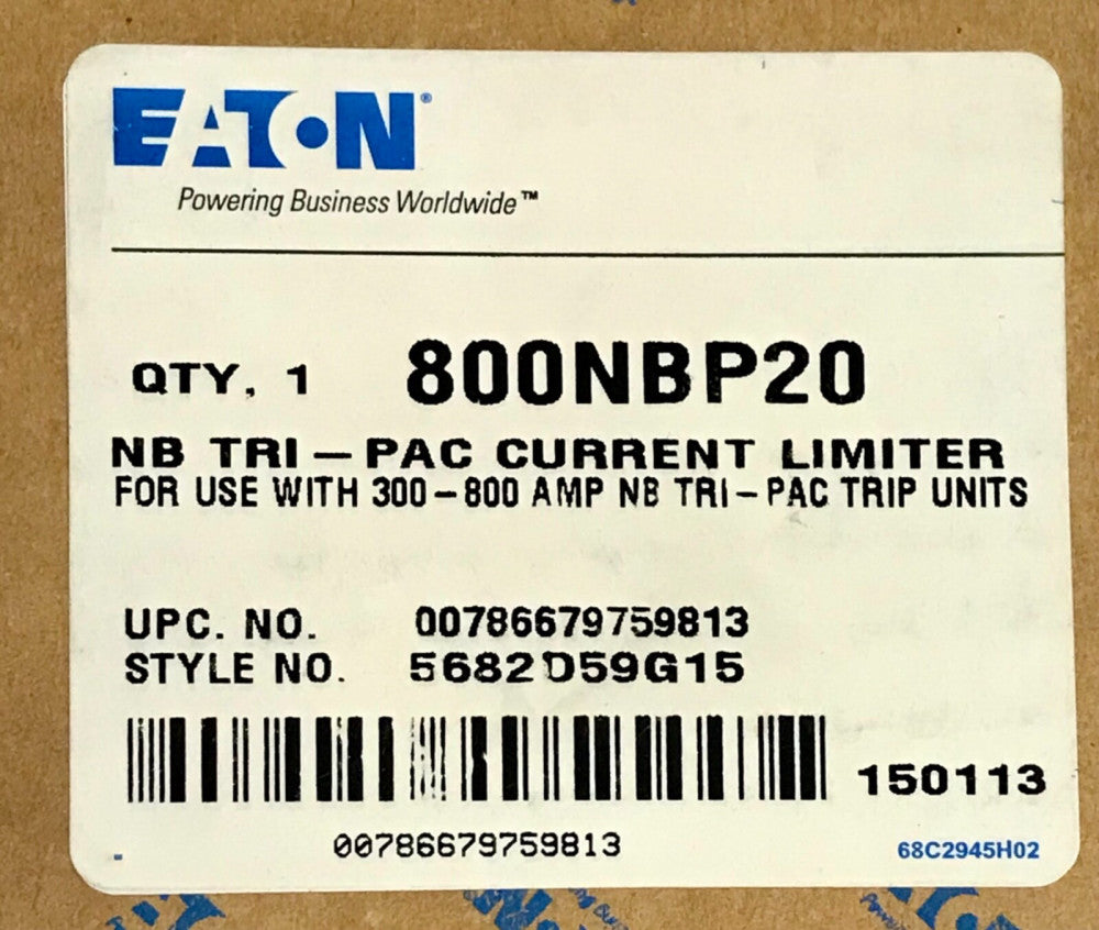 EATON CUTLER HAMMER 800NBP20 NB TRI-PAC Current Limiter Fuse 5682D59G15