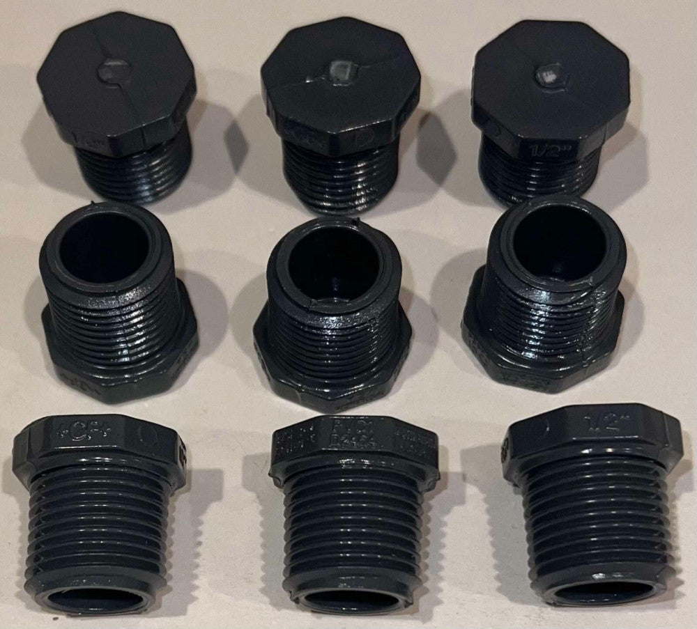 (LOT OF 9) GEORGE FISHER + GF + NSF PW SCH80 PVC1 D2464 Threaded Plug 1/2"