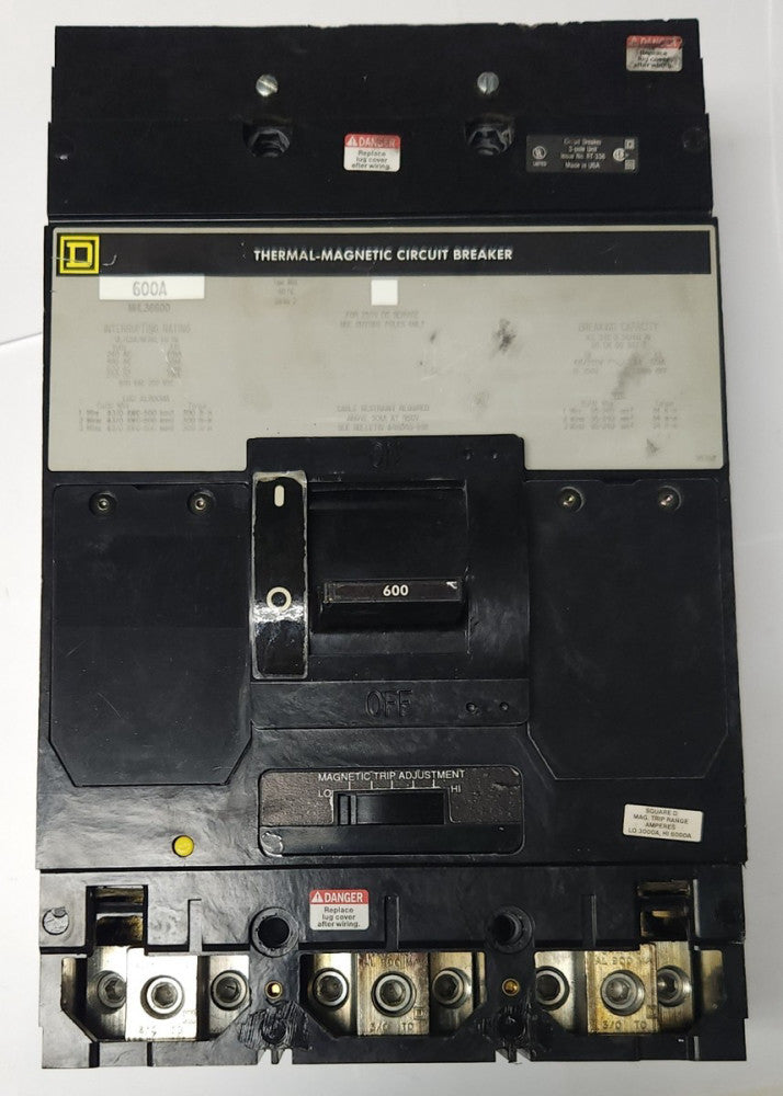 SQUARE D MHL36600 3 Pole 600 AMP Type MAL MHL Circuit Breaker Line and Load Lugs