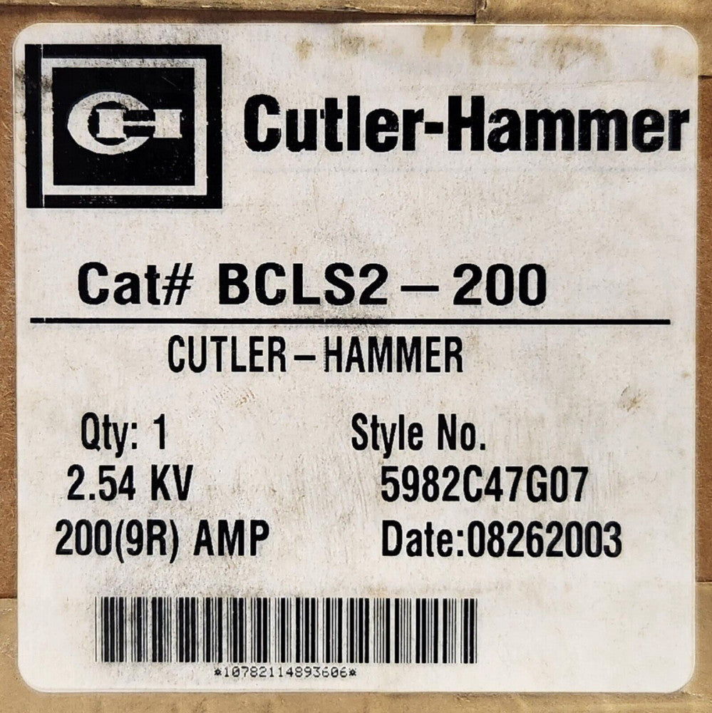 EATON CUTLER HAMMER BCLS2 200 Motor Circuit Fuse 200(9R) 2.54 KV 200 AMP BCL5