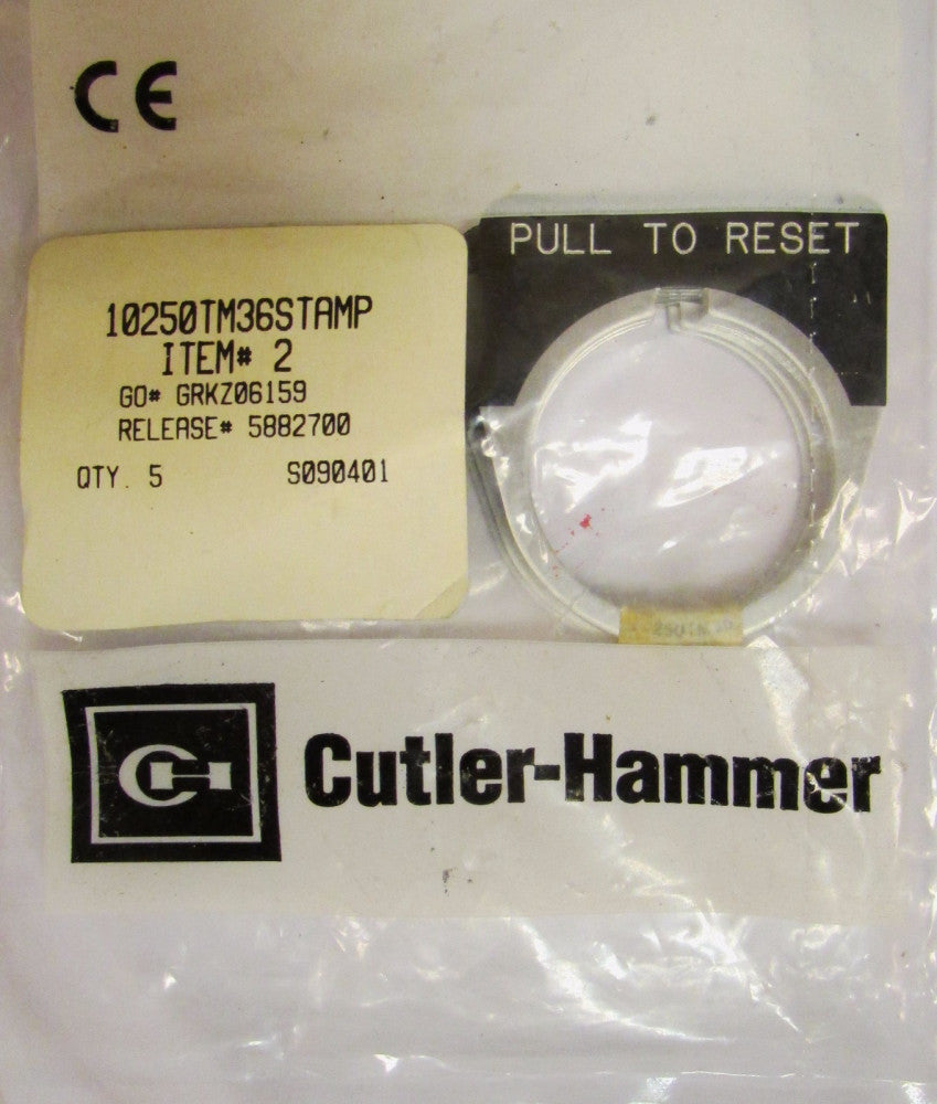 CUTLER HAMMER 10250TM36STAMP PULL to RESET Legend Plate S090401