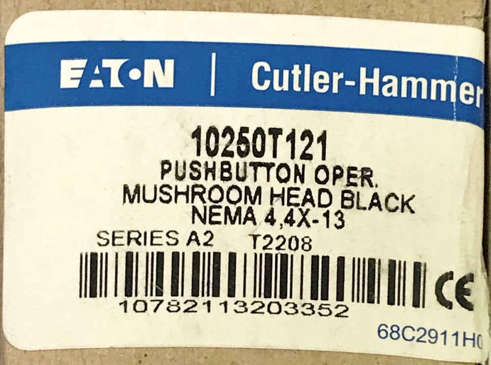 EATON CUTLER HAMMER 10250T121 BLACK Mushroom Head Pushbutton Operator