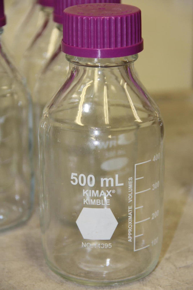 Lot of 30 VARIOUS BRANDS 500ML STORAGE BOTTLES VWR Pyrex Kimax Fisherbrand