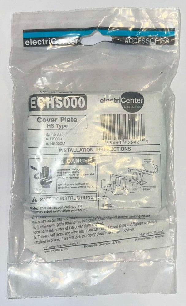 ELECTRIC CENTER ECHS000 Cover Plate HS Type