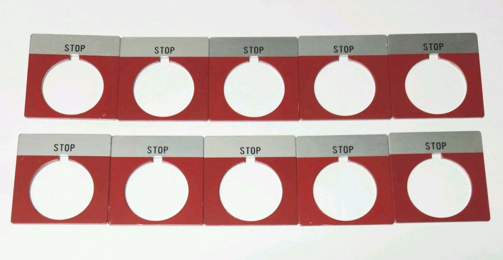 LOT OF 10 ALLEN BRADLEY 800T X550 RED STOP Legend Plate 800T-X550 30mm