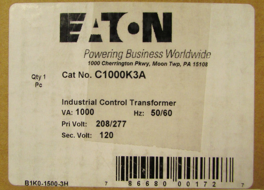 EATON CUTLER HAMMER C100K3CA 1000VA Industrial Control Transformer