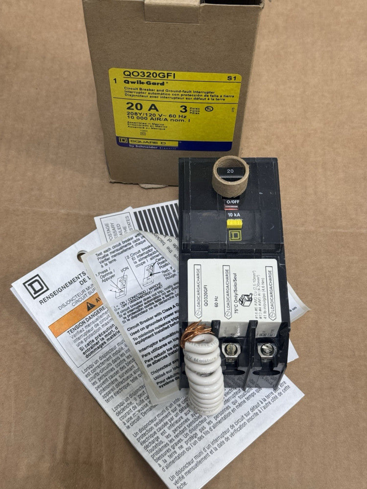 Square D QO320GFI - 20A 3 Pole Qwik-Gard Circuit Breaker 208Y/120V - New