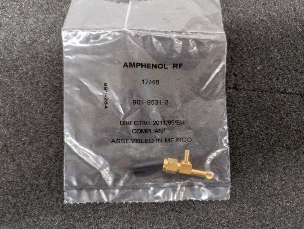 New, Amphenol, 901-9531-3, CONN SMA PLUG R/A 50 OHM SOLDER