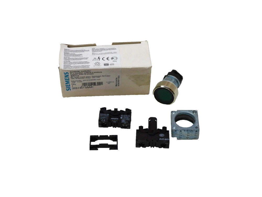 Siemens 3SB3 657-0AA41 Illuminated Green Pushbutton LED 110V