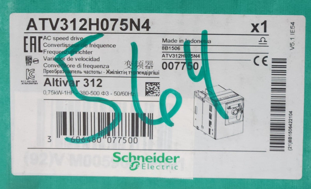 SCHNEIDER ELECTRIC ATV312H075N4 AC Motor Drive Inverter 1 HP 0.75 KW 380-500 VAC