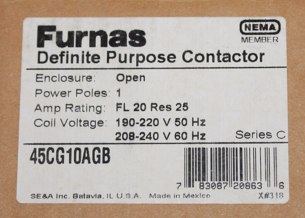 SIEMENS FURNAS 45CG10AGB Single Pole 190-240V 20 Amp Contactor