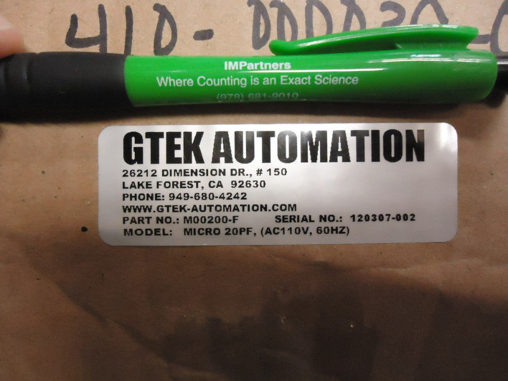 GTEK M00200-F 22 LPM MICRO 22PF AIR PUMP, 110 VAC. Brand New!