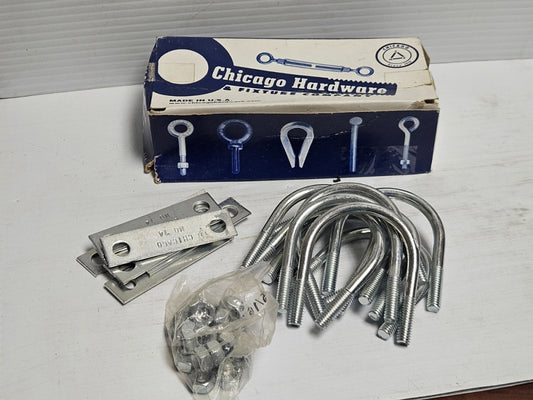 NEW LOT OF 10 CHICAGO HARDWARE U-BOLT 4P-824 1-1/2"PIPE 5/16-18