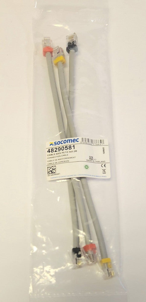 SOCOMEC 48290581 DIGIWARE 600 VAC Cable RJ12 3X0.2M Current Sensor Cables