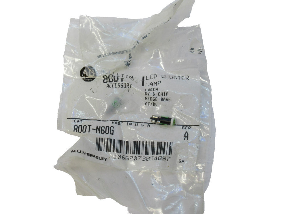 (NEW - Lot of 2) ALLEN BRADLEY 800T-N60G , 800TN60G LED Lamp , Green